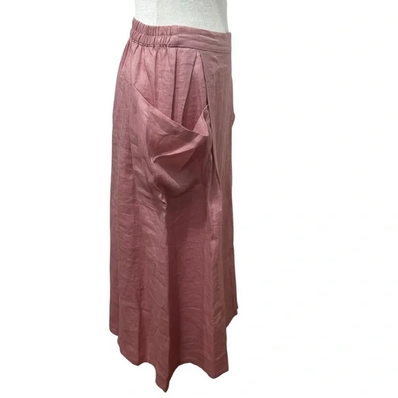 LINTICO 100% linen midi skirt new women’s size small dusty rose airy travel boho - Picture 11 of 16